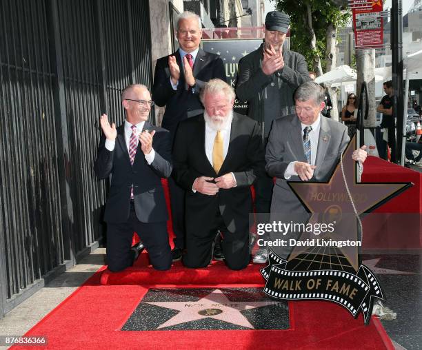 City Councilmember Mitch O'Farrell, Hollywood Chamber of Commerce Chair of the Board Jeff Zarrinnam, actor Nick Nolte, director Gavin O'Connor and...