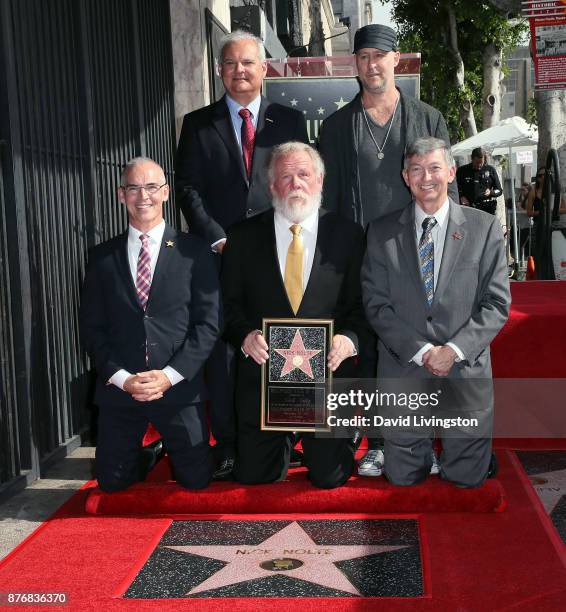 City Councilmember Mitch O'Farrell, Hollywood Chamber of Commerce Chair of the Board Jeff Zarrinnam, actor Nick Nolte, director Gavin O'Connor and...