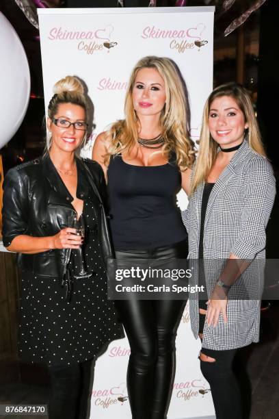 Leanne Brown Ester Dee Nikki Sanderson attend the launch of Skinnea Coffee at Neighbourhood Spinningfields on November 20, 2017 in Manchester,...