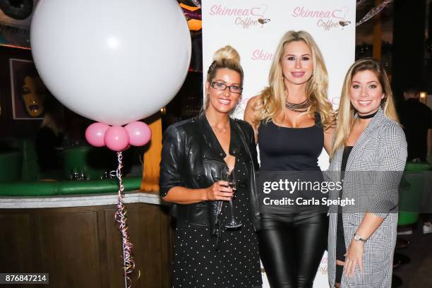 Leanne Brown Ester Dee Nikki Sanderson attend the launch of Skinnea Coffee at Neighbourhood Spinningfields on November 20, 2017 in Manchester,...