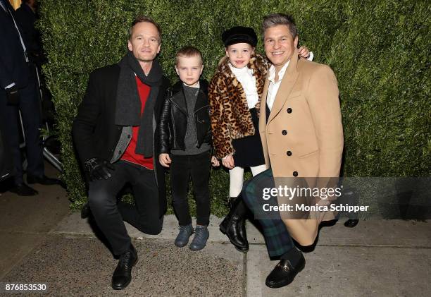 Actor Neil Patrick Harris, Gideon Scott Burtka-Harris, Harper Grace Burtka-Harris, and actor David Burtka attend the 2017 Saks Fifth Avenue Holiday...