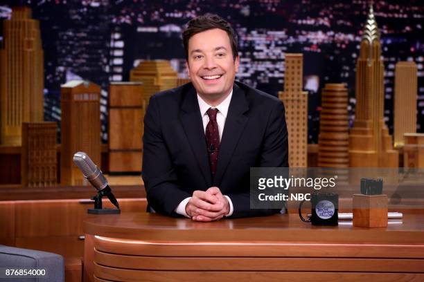 Episode 0773 -- Pictured: Host Jimmy Fallon during "Chit-Chat" on November 20, 2017 --