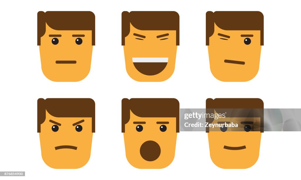 Conjunto De Emociones De Cara De Dibujos Animados Con Estilo De Minimalismo  Ilustración de stock - Getty Images