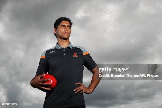 Nick Shipley poses during an AFL media opportunity ahead of the 2017 AFL Draft and AFL 9s at Queens Park on November 21, 2017 in Sydney, Australia.