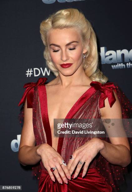 Actress/guest judge Julianne Hough poses at "Dancing with the Stars" season 25 at CBS Televison City on November 20, 2017 in Los Angeles, California.