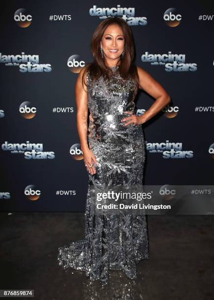 Dancer/competition judge Carrie Ann Inaba poses at "Dancing with the Stars" season 25 at CBS Televison City on November 20, 2017 in Los Angeles,...