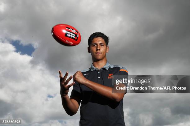 Nick Shipley poses during an AFL media opportunity ahead of the 2017 AFL Draft and AFL 9s at Queens Park on November 21, 2017 in Sydney, Australia.