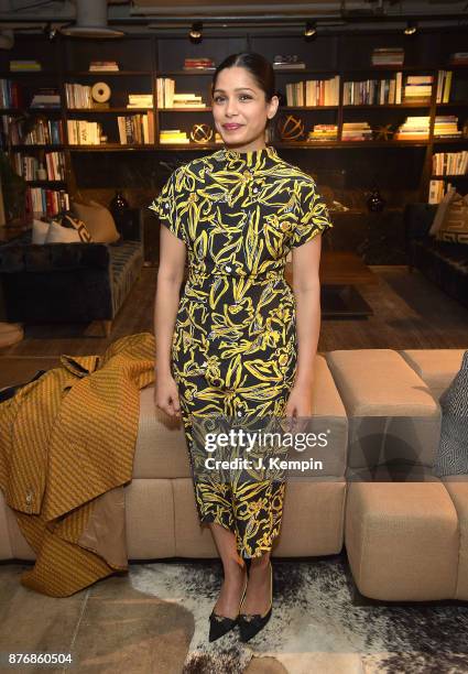 Actress Freida Pinto attends the "Ladies First" Screening & Reception at Neuehouse on November 20, 2017 in New York City.
