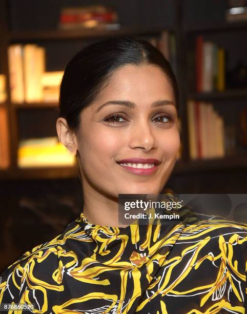 Actress Freida Pinto attends the "Ladies First" Screening & Reception at Neuehouse on November 20, 2017 in New York City.