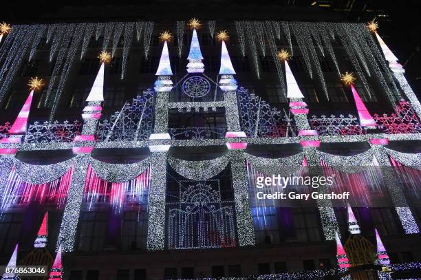 View of the 2017 Saks Fifth Avenue & Disney "Once Upon a Holiday" Windows Unveiling at Saks Fifth Avenue on November 20, 2017 in New York City.