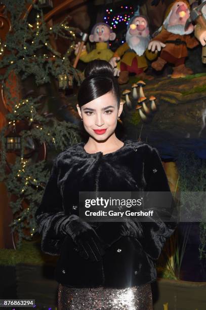 Singer and actress Sofia Carson attends the 2017 Saks Fifth Avenue & Disney "Once Upon a Holiday" windows unveiling at Saks Fifth Avenue on November...