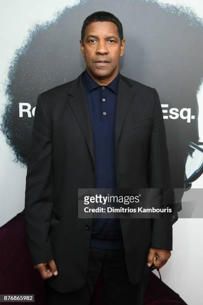 Denzel Washington attends the screening of Roman J. Israel, Esq. At Henry R. Luce Auditorium at Brookfield Place on November 20, 2017 in New York...