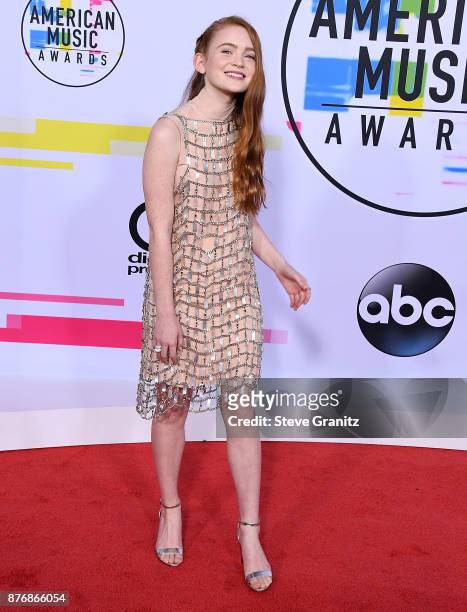 Sadie Sink arrives at the 2017 American Music Awards at Microsoft Theater on November 19, 2017 in Los Angeles, California.