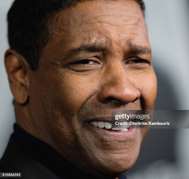 Actor Denzel Washingtonat attends the screening of Roman J. Israel, Esq. At Henry R. Luce Auditorium at Brookfield Place on November 20, 2017 in New...