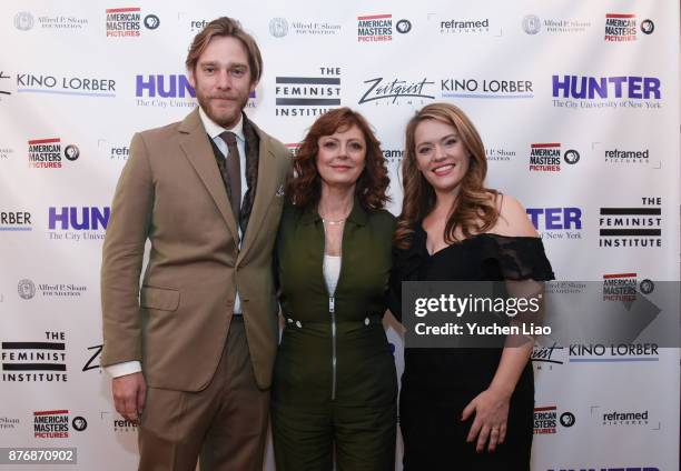 Adam Haggiag, Susan Sarandon, and Alexandra Dean attend "Bombshell: The Hedy Lamarr Story" Screening & Cocktail Event at Roosevelt House Public...