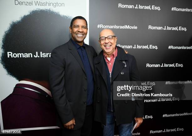 Denzel Washington and George C. Wolfe attend the screening of Roman J. Israel, Esq. At Henry R. Luce Auditorium at Brookfield Place on November 20,...