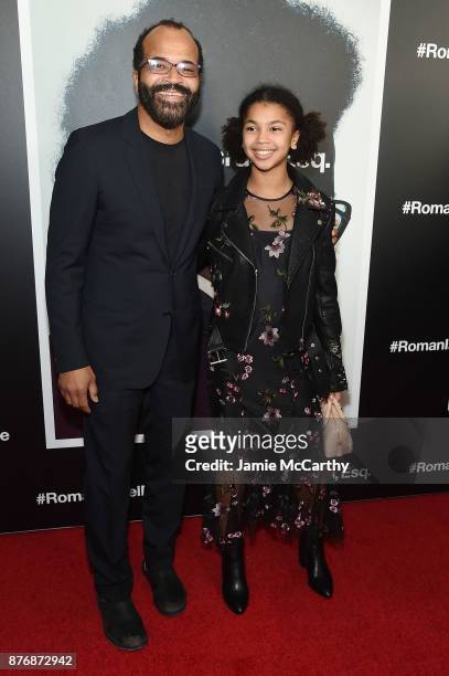 Jeffrey Wright and his daughter Juno Wright attend the screening of Roman J. Israel, Esq. At Henry R. Luce Auditorium at Brookfield Place on November...