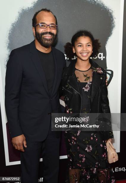 Jeffrey Wright and his daughter Juno Wright attend the screening of Roman J. Israel, Esq. At Henry R. Luce Auditorium at Brookfield Place on November...