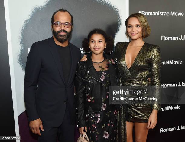 Jeffrey Wright, Juno Wright and Carmen Ejogo attend the screening of Roman J. Israel, Esq. At Henry R. Luce Auditorium at Brookfield Place on...