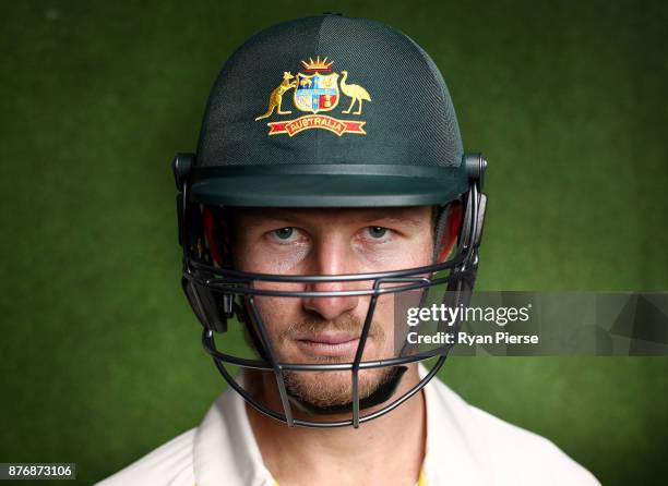 Cameron Bancroft of Australia poses during a portrait session ahead of his Test Debut at The Gabba on November 21, 2017 in Brisbane, Australia.