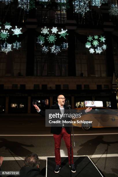 President at Saks Fifth Avenue Marc Metrick speaks at the 2017 Saks Fifth Avenue Holiday Window Unveiling And Light Show at Saks Fifth Avenue on...