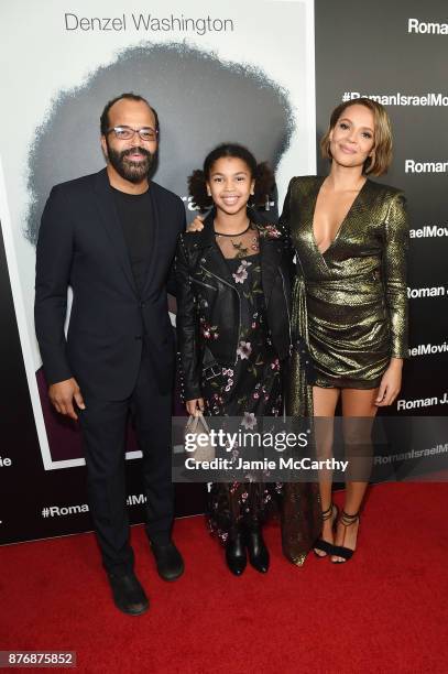 Jeffrey Wright, Juno Wright and Carmen Ejogo attend the screening of Roman J. Israel, Esq. At Henry R. Luce Auditorium at Brookfield Place on...