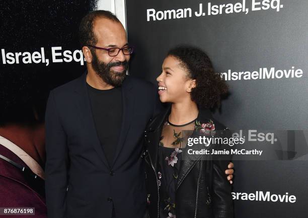 Jeffrey Wright and his daughter Juno Wright attend the screening of Roman J. Israel, Esq. At Henry R. Luce Auditorium at Brookfield Place on November...