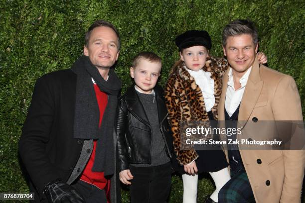 Neil Patrick Harris, Gideon Scott Burtka-Harris, Harper Grace Burtka-Harris and David Burtka attend the 2017 Saks Fifth Avenue & Disney 'Once Upon a...