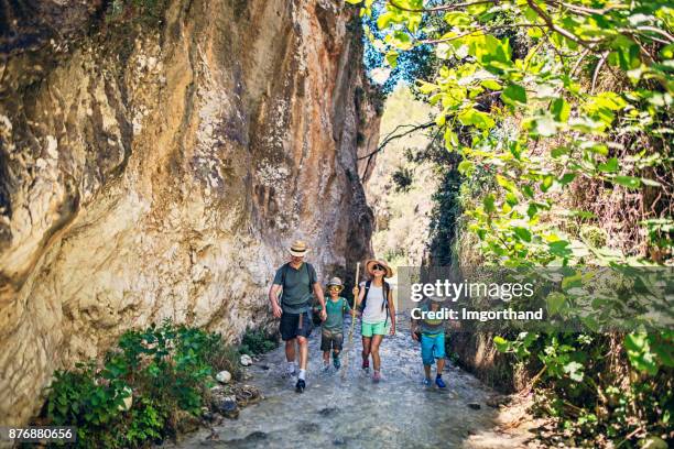 father with kids hiking in andalusia - andalusia stock pictures, royalty-free photos & images