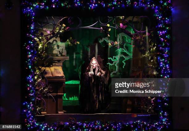 View of the windows at the 2017 Saks Fifth Avenue Holiday Window Unveiling And Light Show at Saks Fifth Avenue on November 20, 2017 in New York City.