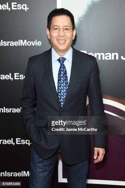 Scott Takeda attends the screening of Roman J. Israel, Esq. At Henry R. Luce Auditorium at Brookfield Place on November 20, 2017 in New York City.