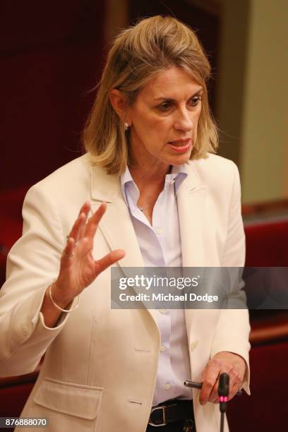 Georgie Crozier MP speaks on November 21, 2017 in Melbourne, Australia. Victoria's lower house passed the historic voluntary euthanasia laws on...