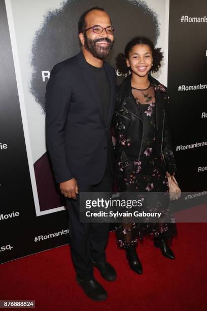 Jeffrey Wright and Juno Wright attend "Roman J Israel Esquire" New York Premiere on November 20, 2017 in New York City.