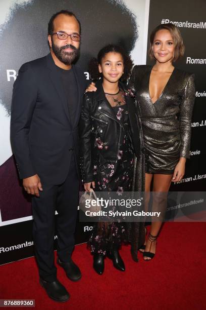 Jeffrey Wright, Juno Wright and Carmen Ejogo attend "Roman J Israel Esquire" New York Premiere on November 20, 2017 in New York City.