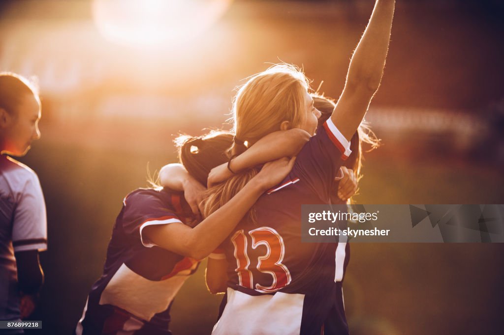 Celebrating the victory after soccer match!