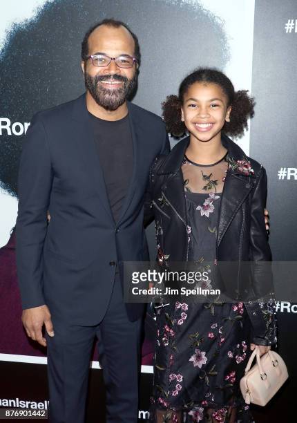 Actor Jeffrey Wright and Juno Wright attend the"Roman J Israel Esquire" New York premiere at Henry R. Luce Auditorium at Brookfield Place on November...