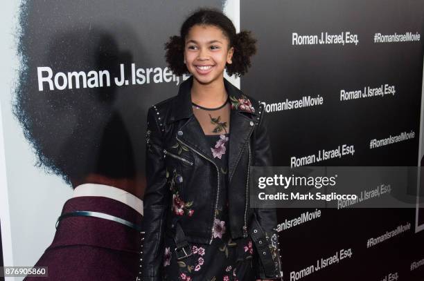 Juno Wright attends the "Roman J Israel Esquire" New York Premiere at Henry R. Luce Auditorium at Brookfield Place on November 20, 2017 in New York...