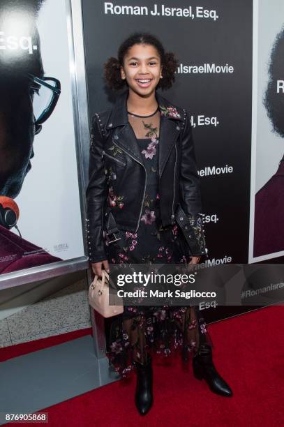 Juno Wright attends the "Roman J Israel Esquire" New York Premiere at Henry R. Luce Auditorium at Brookfield Place on November 20, 2017 in New York...