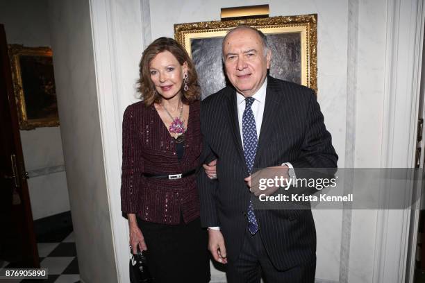 Margo Langenberg and Martin Shafiroff attend Martin Shafiroff and Jean Shafiroff Host Thanksgiving Cocktails for NYC Mission Society at Private...