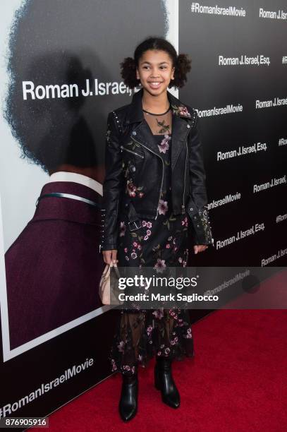 Juno Wright attends the "Roman J Israel Esquire" New York Premiere at Henry R. Luce Auditorium at Brookfield Place on November 20, 2017 in New York...
