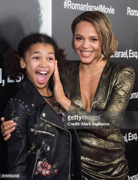 Juno Wright and Carmen Ejogo attend the "Roman J Israel Esquire" New York Premiere at Henry R. Luce Auditorium at Brookfield Place on November 20,...