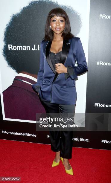 Actress Amanda Warren attends the"Roman J Israel Esquire" New York premiere at Henry R. Luce Auditorium at Brookfield Place on November 20, 2017 in...