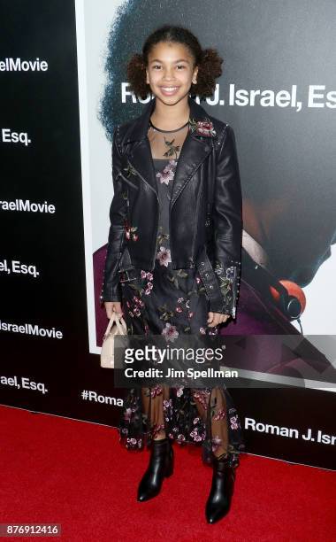 Juno Wright attends the"Roman J Israel Esquire" New York premiere at Henry R. Luce Auditorium at Brookfield Place on November 20, 2017 in New York...