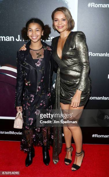 Juno Wright and actress Carmen Ejogo attend the"Roman J Israel Esquire" New York premiere at Henry R. Luce Auditorium at Brookfield Place on November...