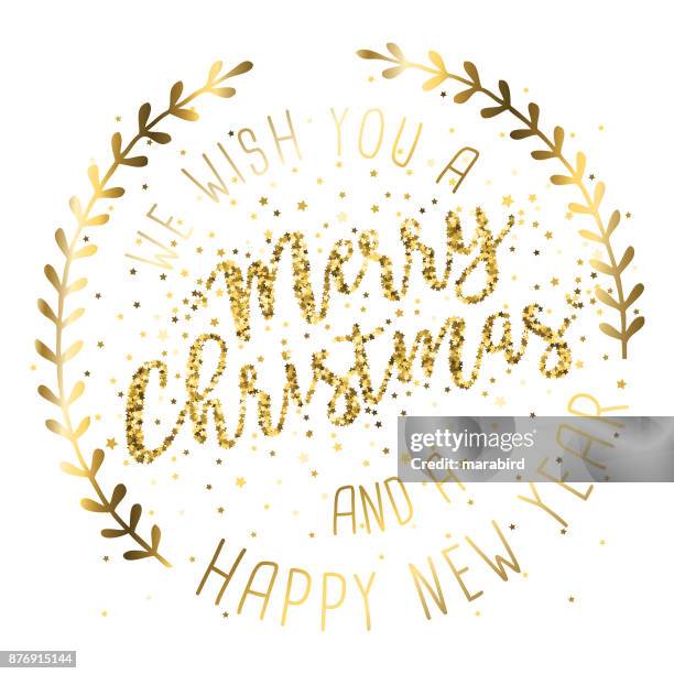 wreath merry christmas message on white background - string lights isolated stock illustrations