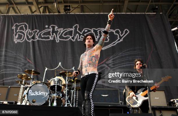 Josh Todd and Jimmy Two Fingers Ashhurst of Buckcherry perform during the 2009 Rock On The Range festival at Columbus Crew Stadium on May 17, 2009 in...