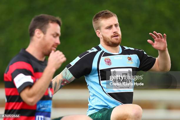 Cameron Munster runs during an Australian Kangaroos Rugby League World Cup training session at Langlands Park on November 21, 2017 in Brisbane,...