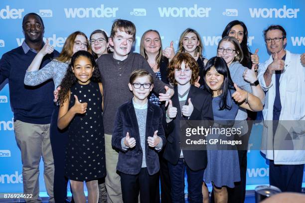 Cast and former SickKids Hospital patients attend the screening of "Wonder" at The Hospital for Sick Children on November 20, 2017 in Toronto, Canada.
