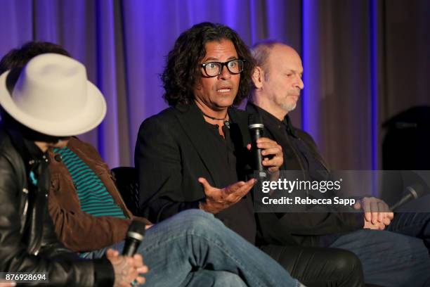 Executive producer Stevie Salas and musician Wayne KramerÊspeak onstage at Reel to Reel: Rumble: The Indians Who Rocked The World Featuring a...