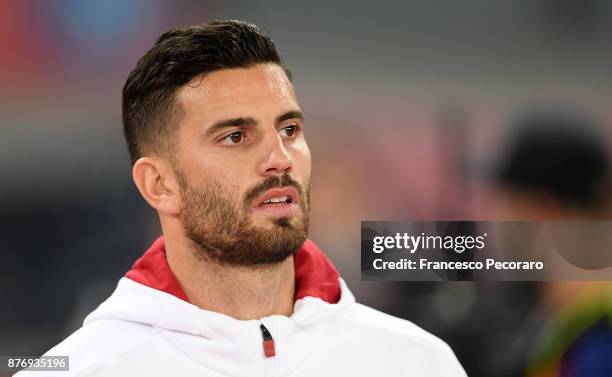 Matteo Musacchio of AC Milan in action during the Serie A match between SSC Napoli and AC Milan at Stadio San Paolo on November 18, 2017 in Naples,...